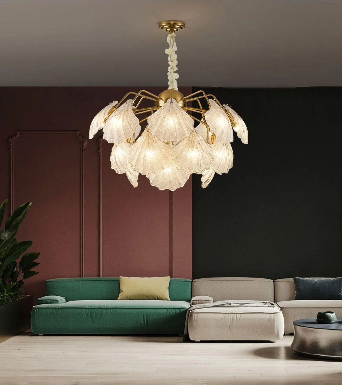 Metavaya Chandelier Ribbed Shell Ceiling light