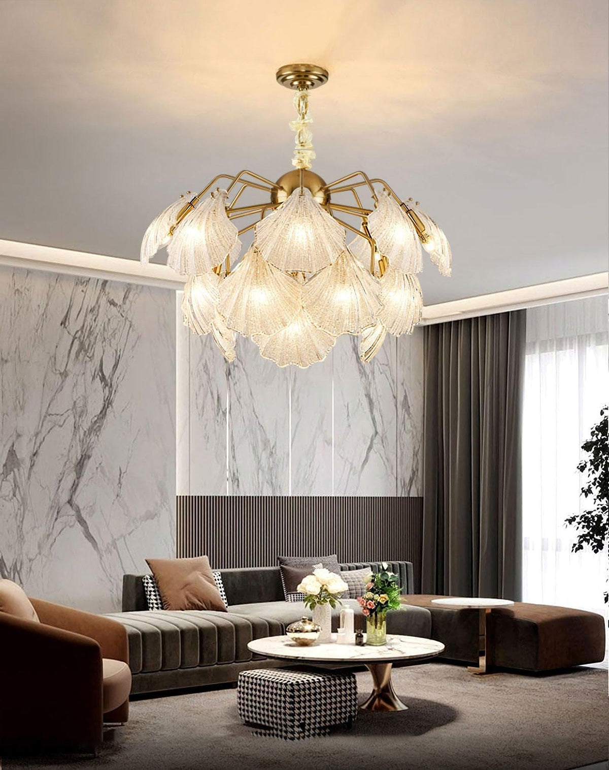 Metavaya Chandelier Ribbed Shell Ceiling light