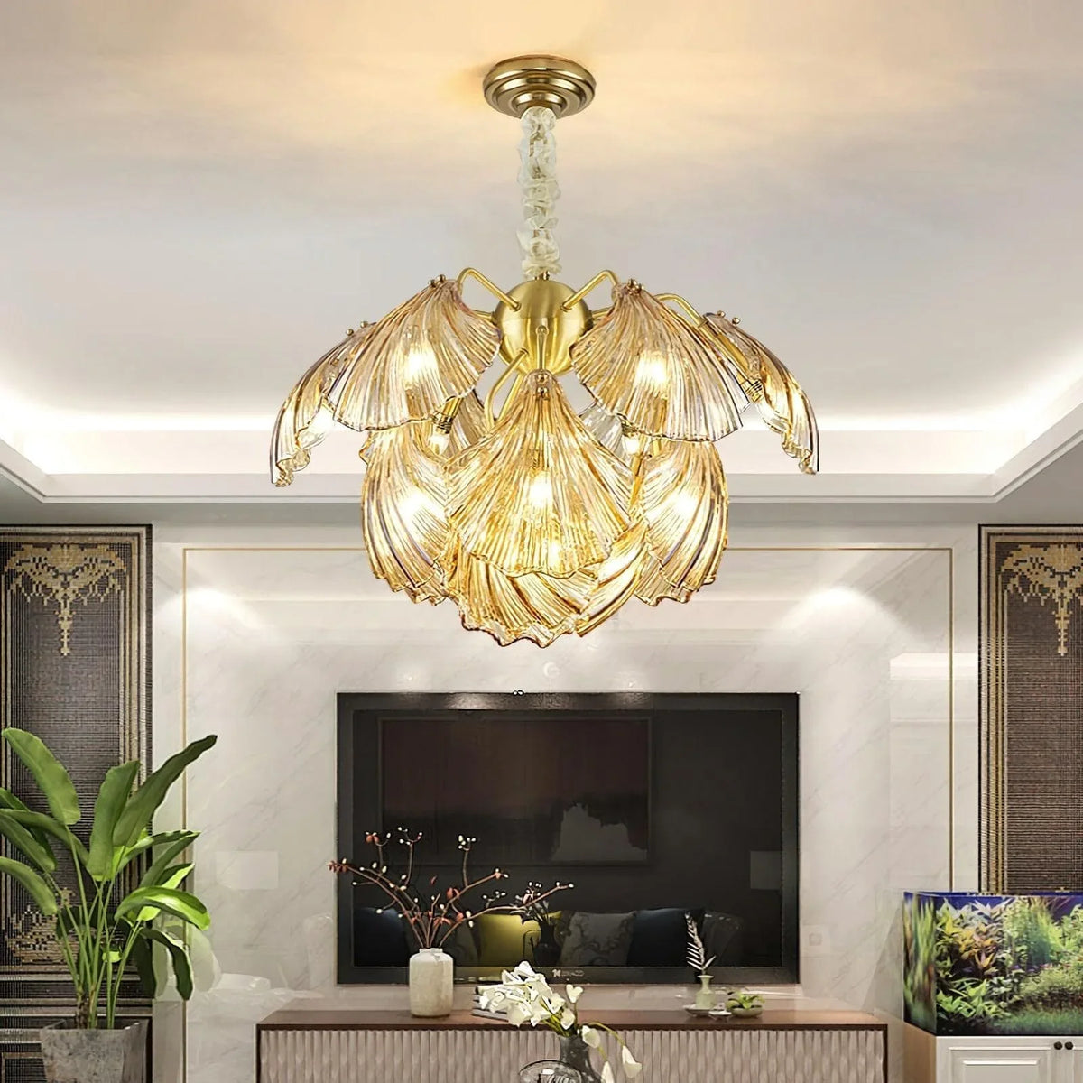 Metavaya Chandelier Ribbed Shell Ceiling light