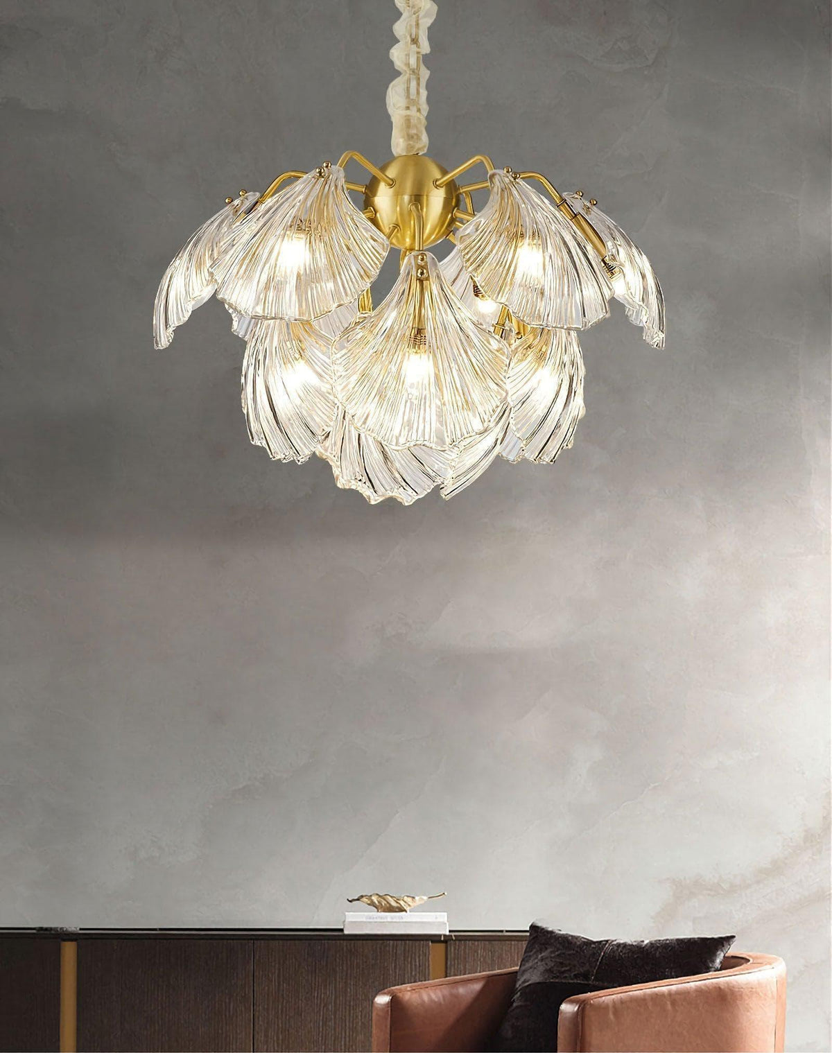 Metavaya Chandelier Ribbed Shell Ceiling light