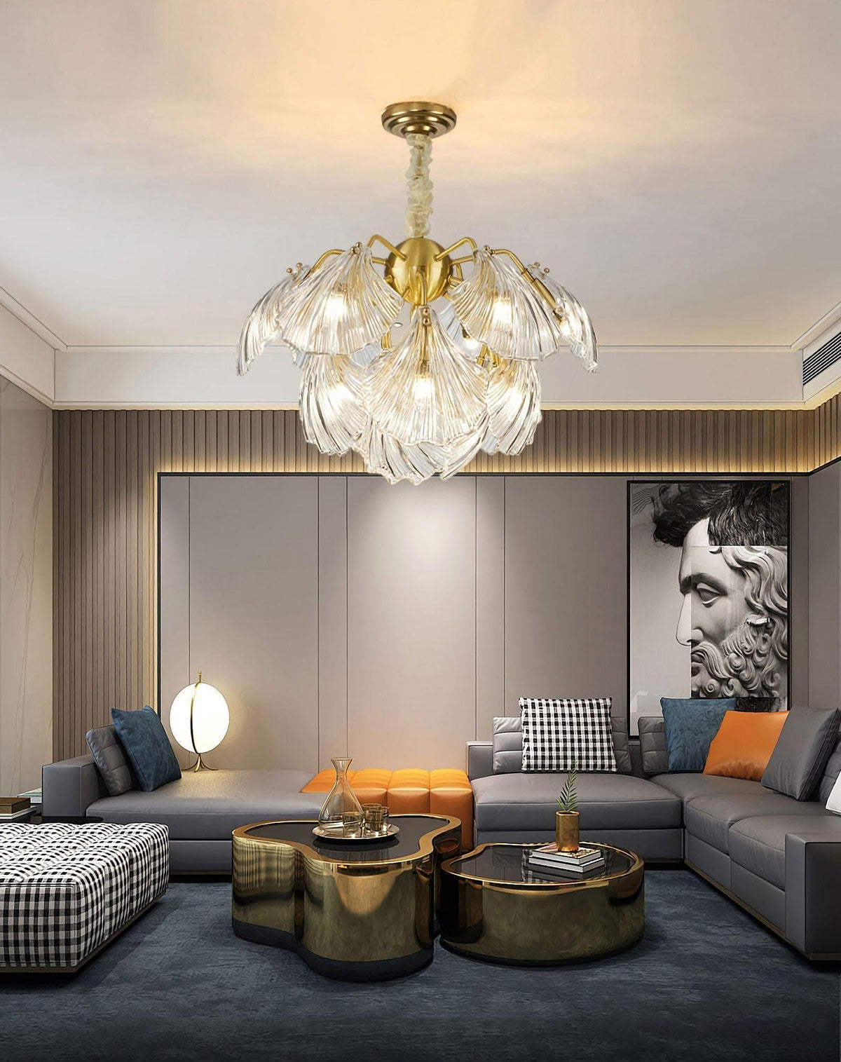 Metavaya Chandelier Ribbed Shell Ceiling light