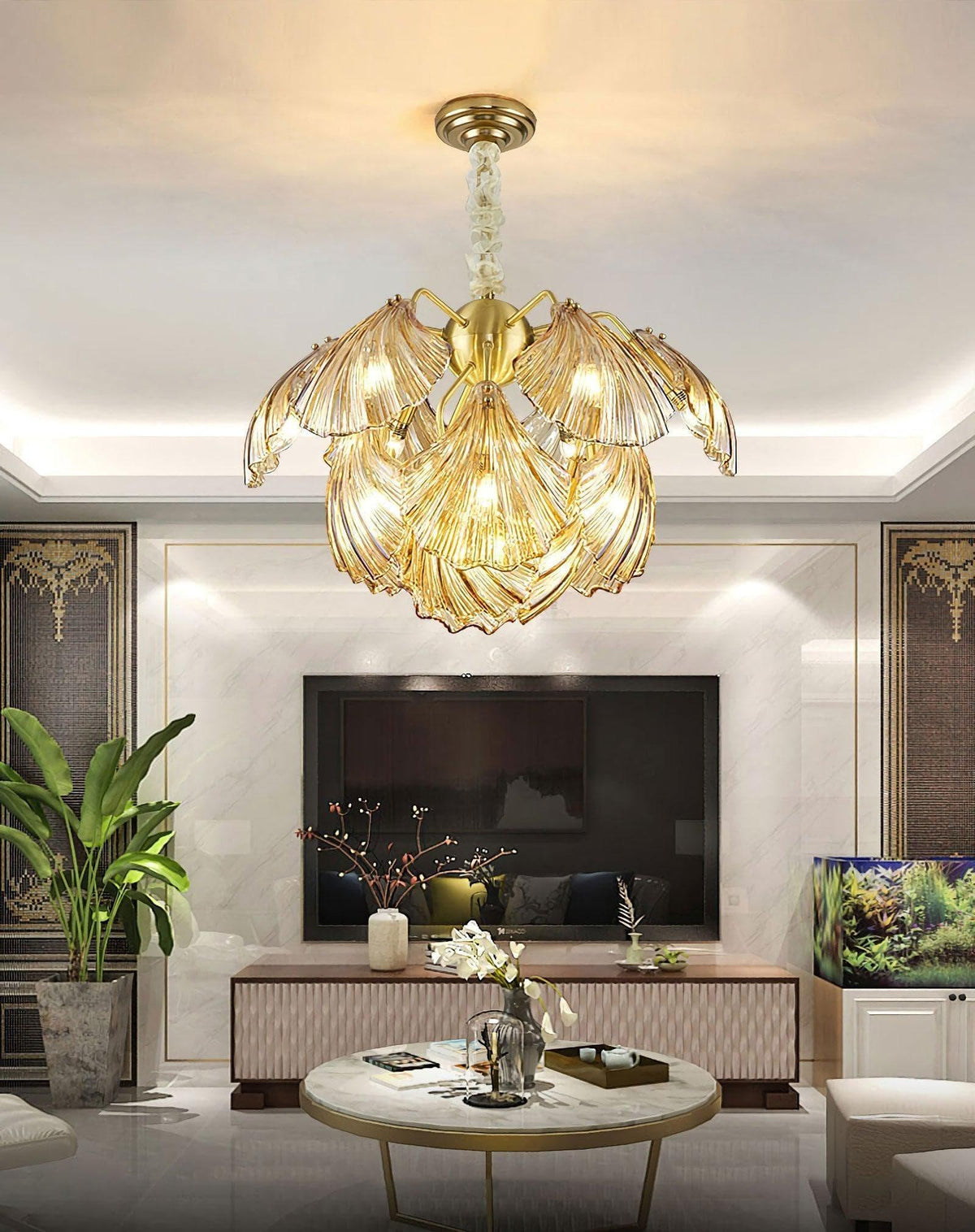 Metavaya Chandelier Ribbed Shell Ceiling light