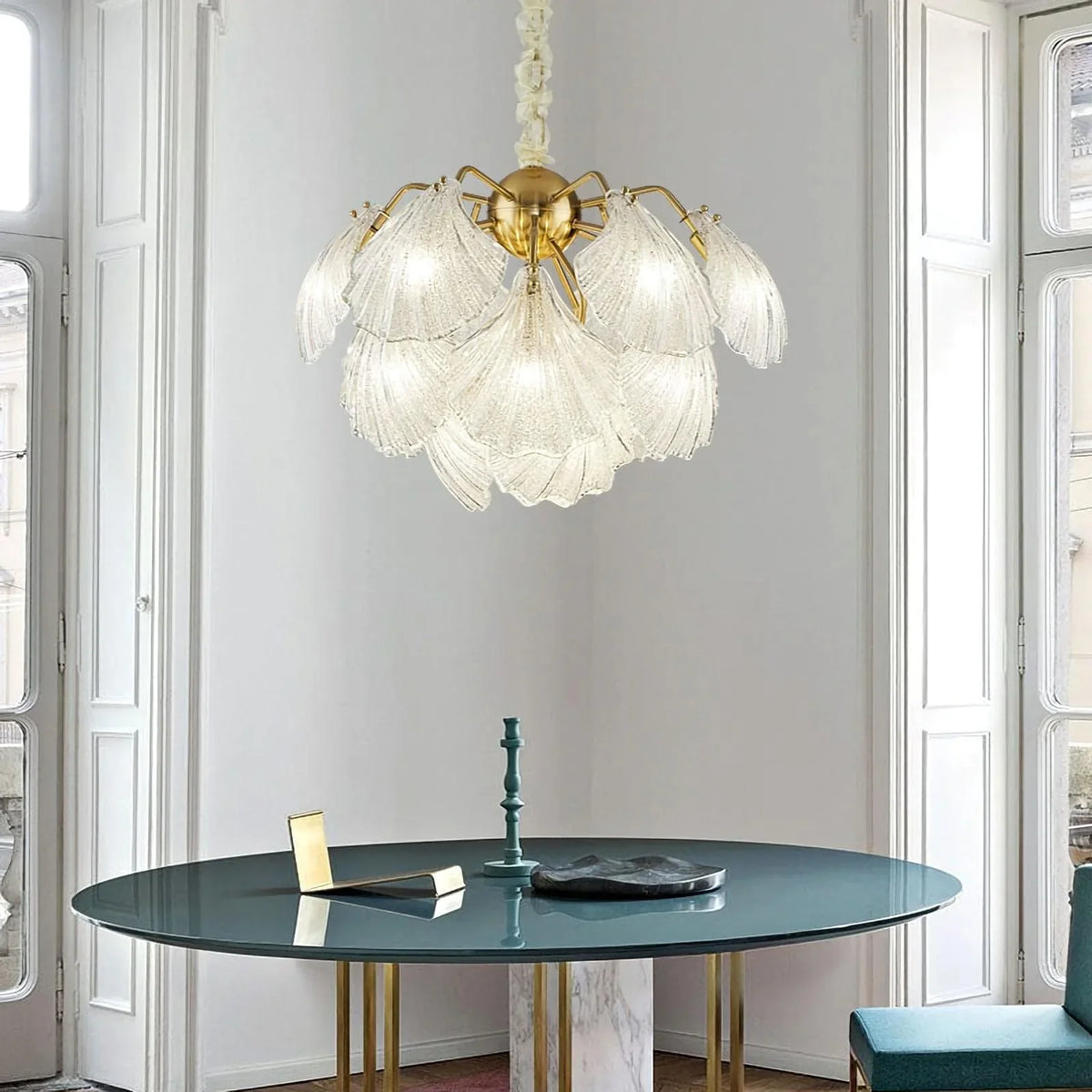 Metavaya Chandelier Ribbed Shell Ceiling light