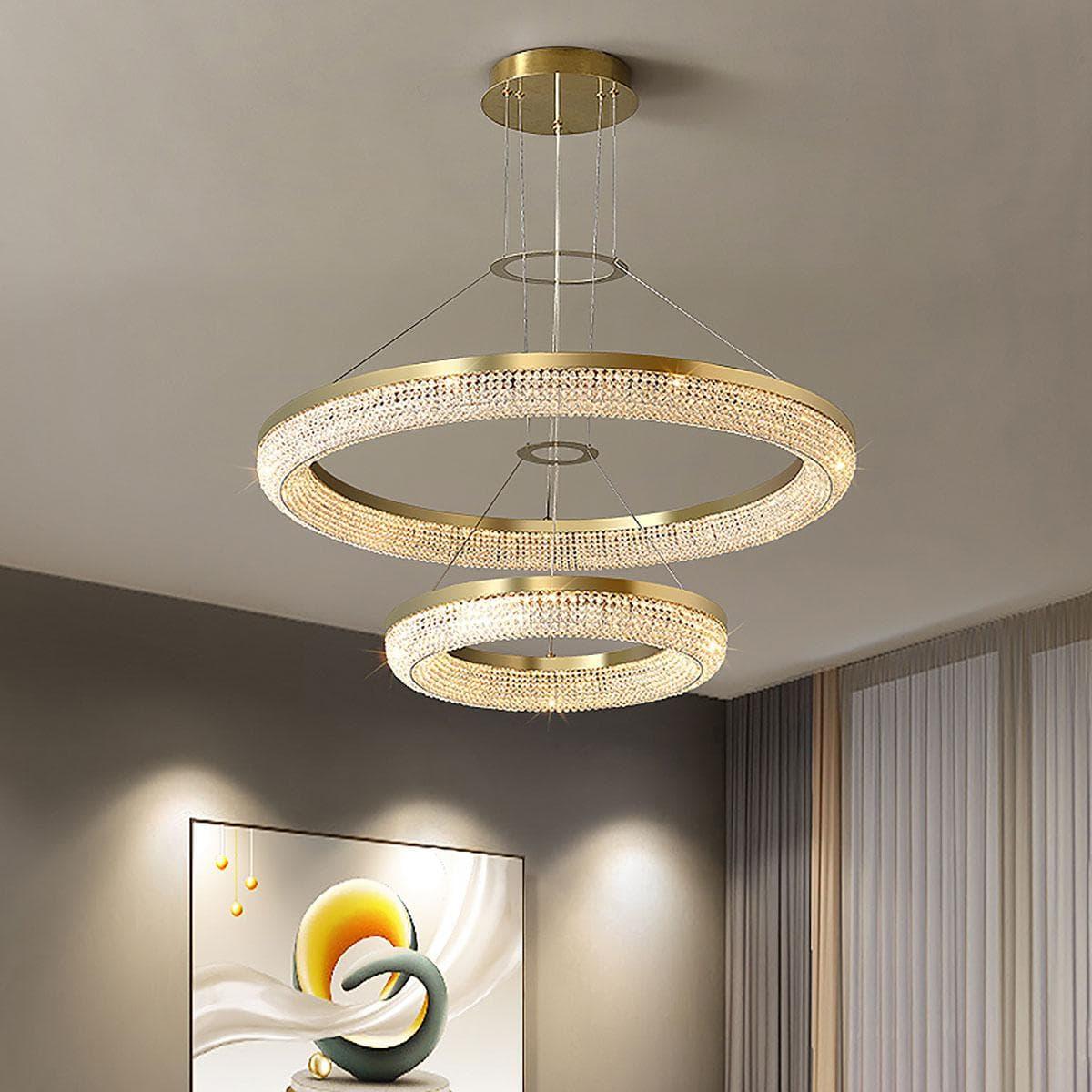 Metavaya Chandelier Round Ring Crystal Chandeliers