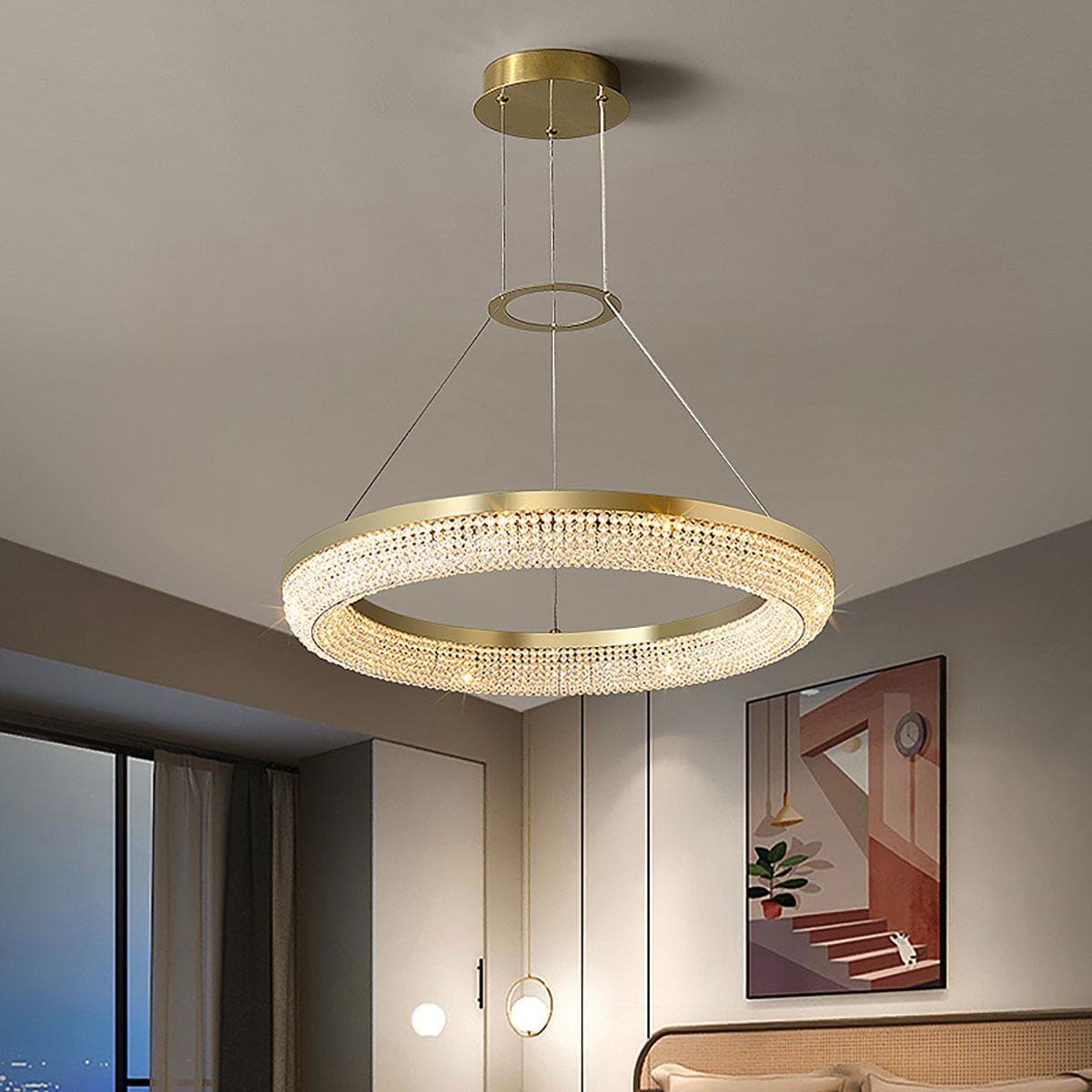 Metavaya Chandelier Round Ring Crystal Chandeliers