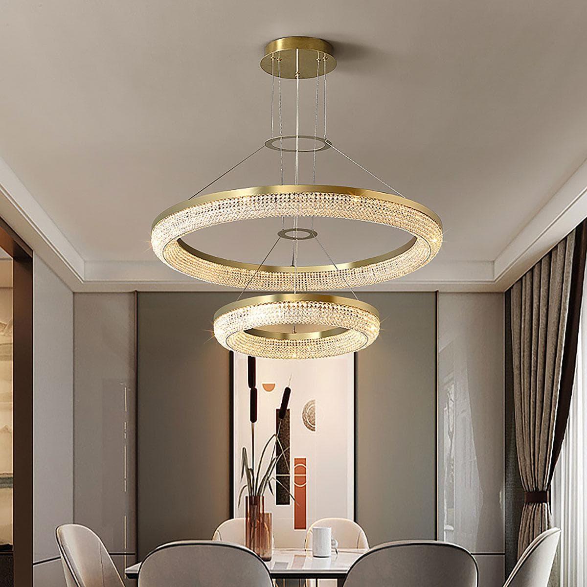 Metavaya Chandelier Round Ring Crystal Chandeliers