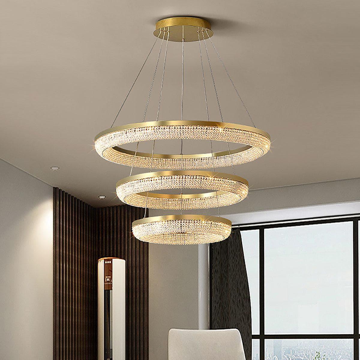 Metavaya Chandelier Round Ring Crystal Chandeliers