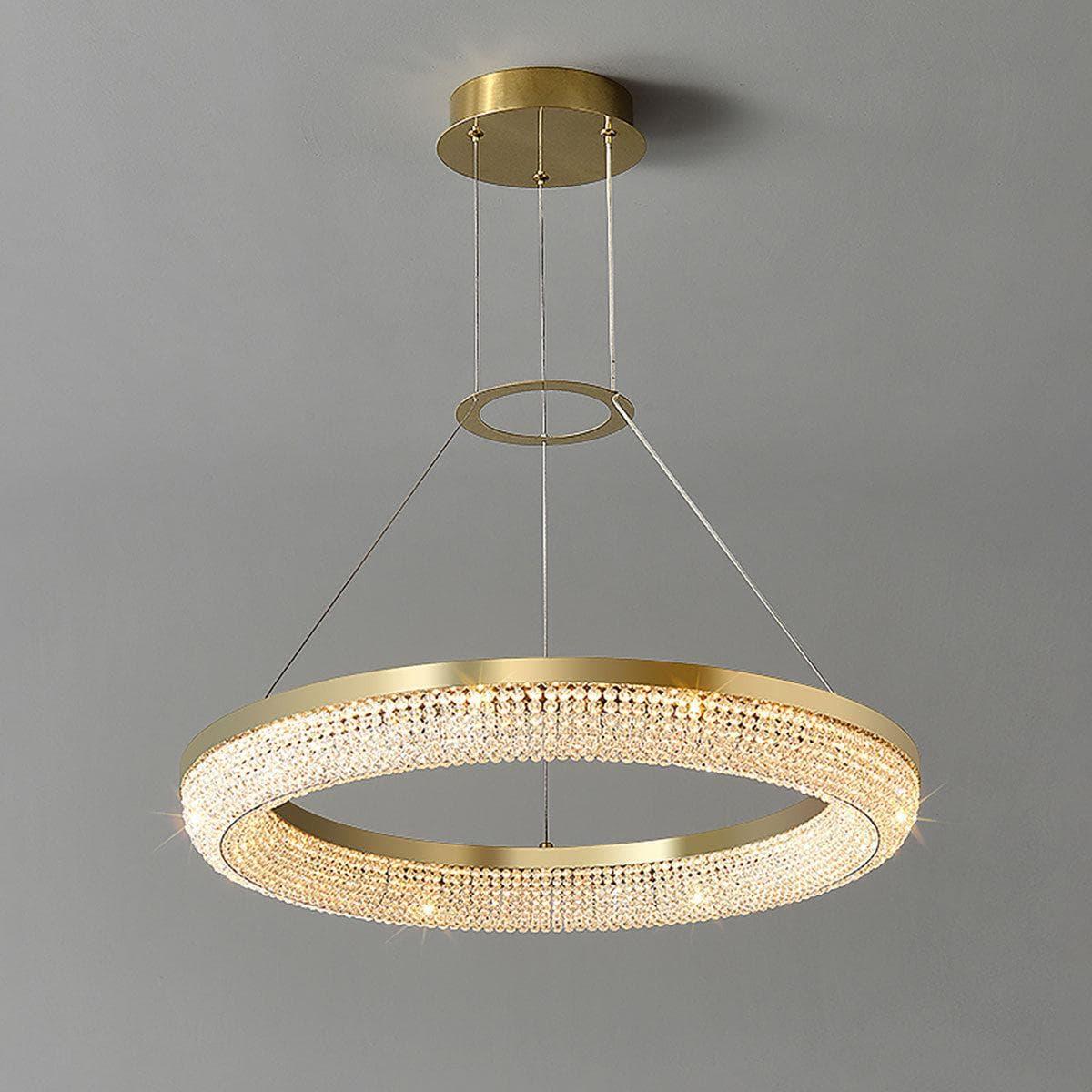 Metavaya Chandelier Dia 45cm x H 7cm / ∅ 17.7″ x H 2.8″ / Warm White Round Ring Crystal Chandeliers 336019217017 M202302202-1