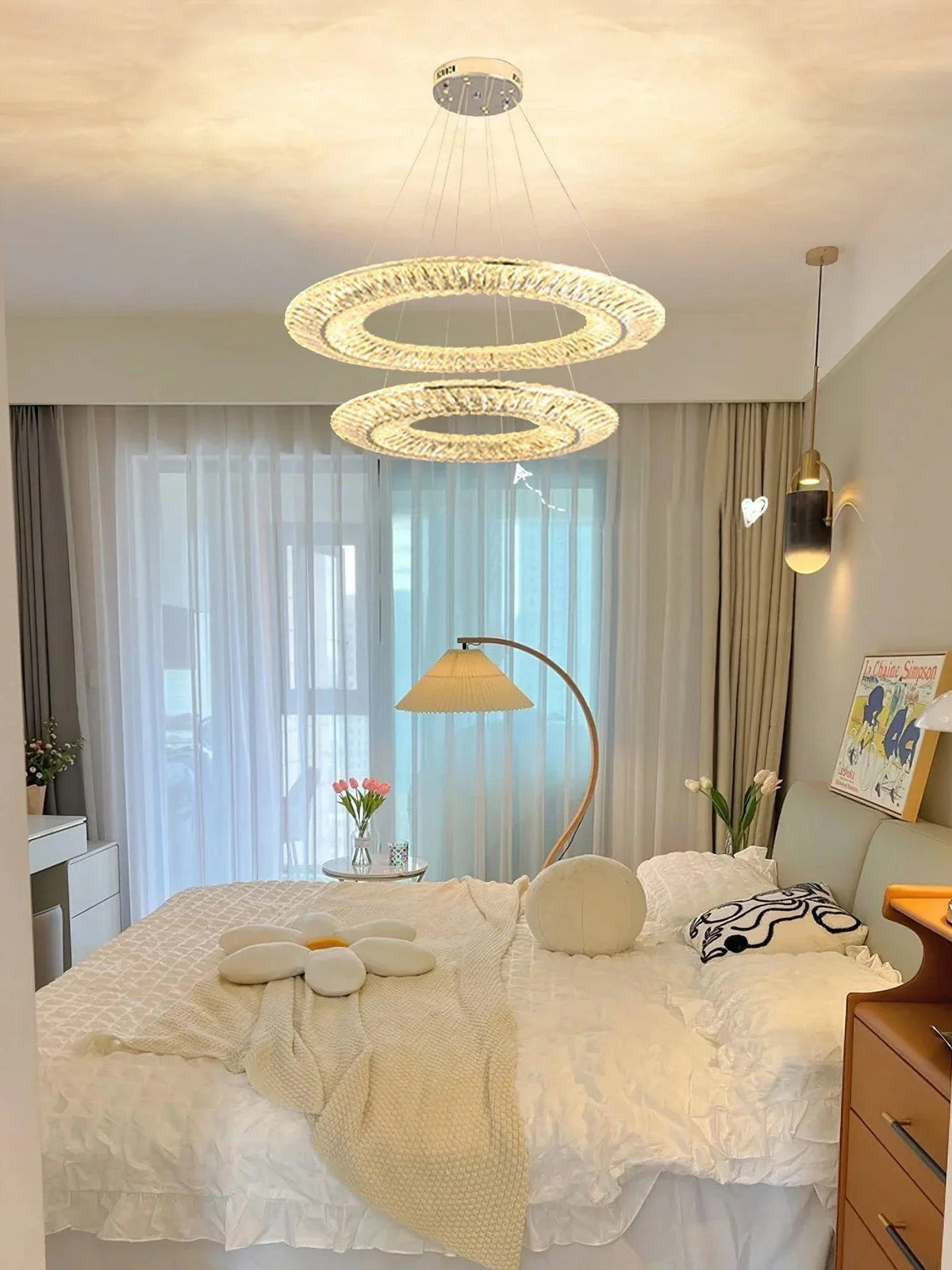 Metavaya Chandelier Round Ring Crystal Chandeliers
