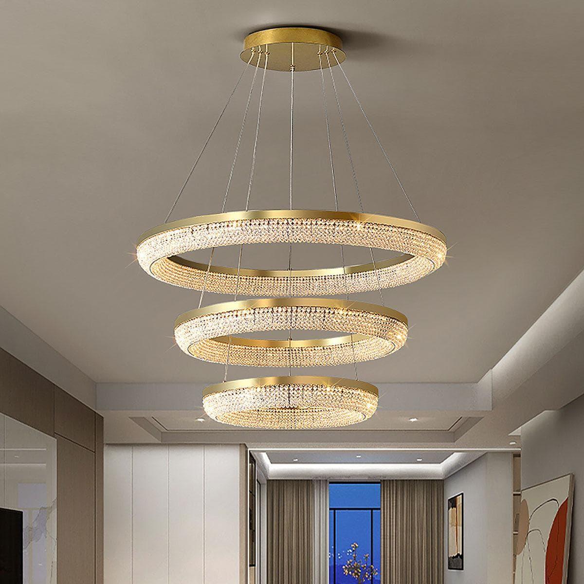 Metavaya Chandelier Round Ring Crystal Chandeliers