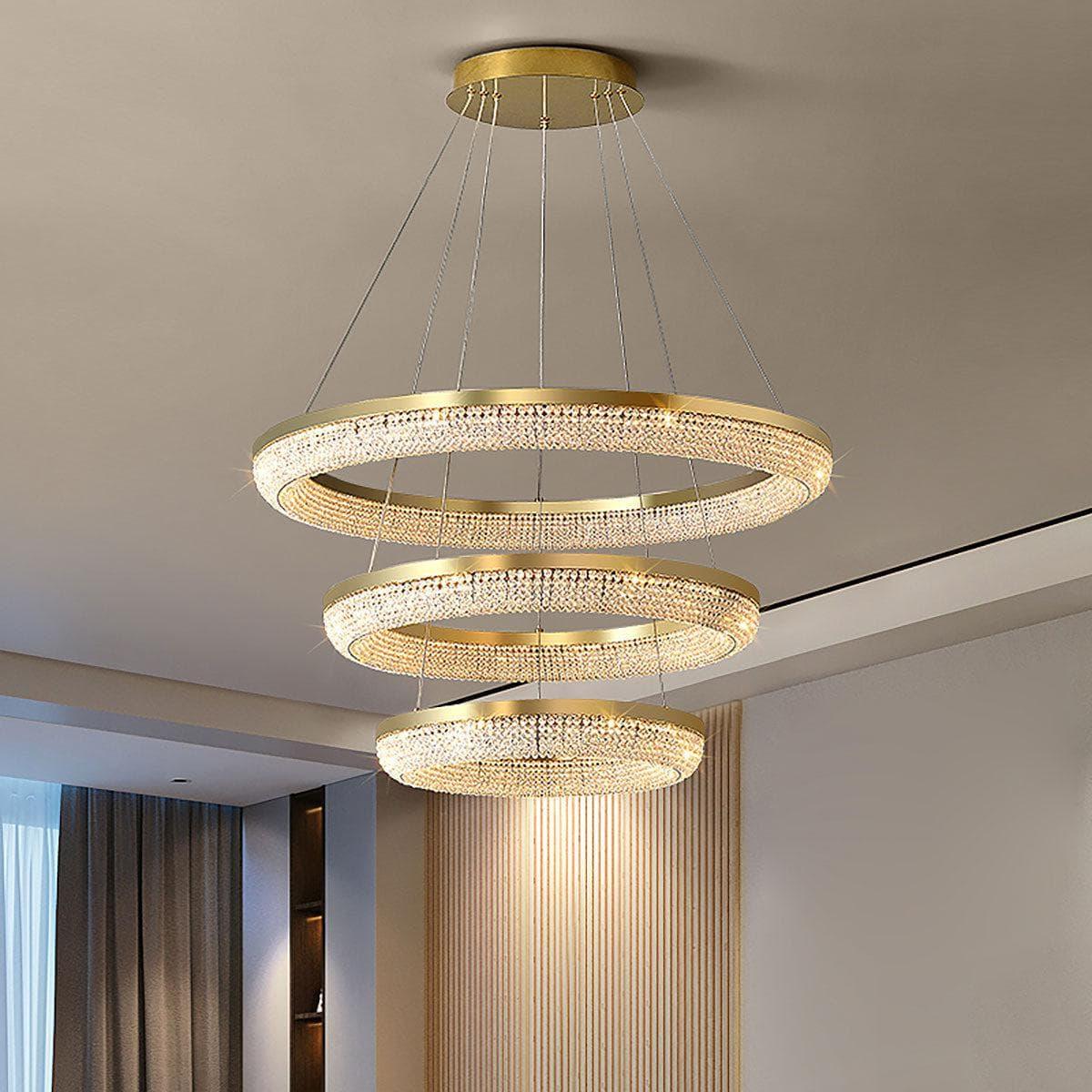 Metavaya Chandelier Round Ring Crystal Chandeliers