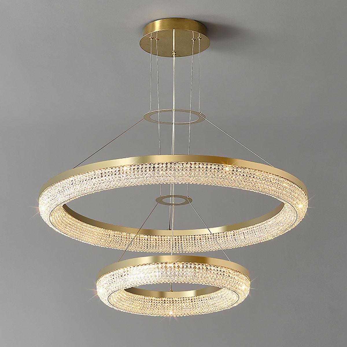 Metavaya Chandelier Dia 45cm + 80cm x H 7cm / ∅ 17.7″ + 31.5″ x H 2.8″ / Warm White Round Ring Crystal Chandeliers 336019217048 M202302202-7