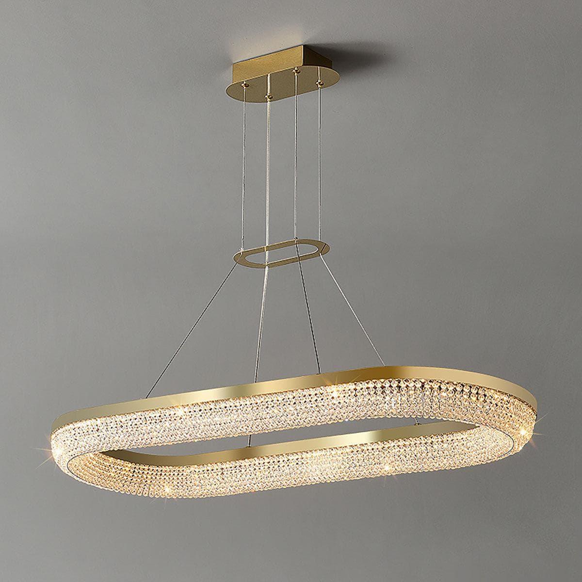 Metavaya Chandelier W 90cm x L 35cm x H 7cm / W 35.4″ x L 13.8″ x H 2.8″ / Warm White Round Ring Crystal Chandeliers 336019217062 M202302202-11