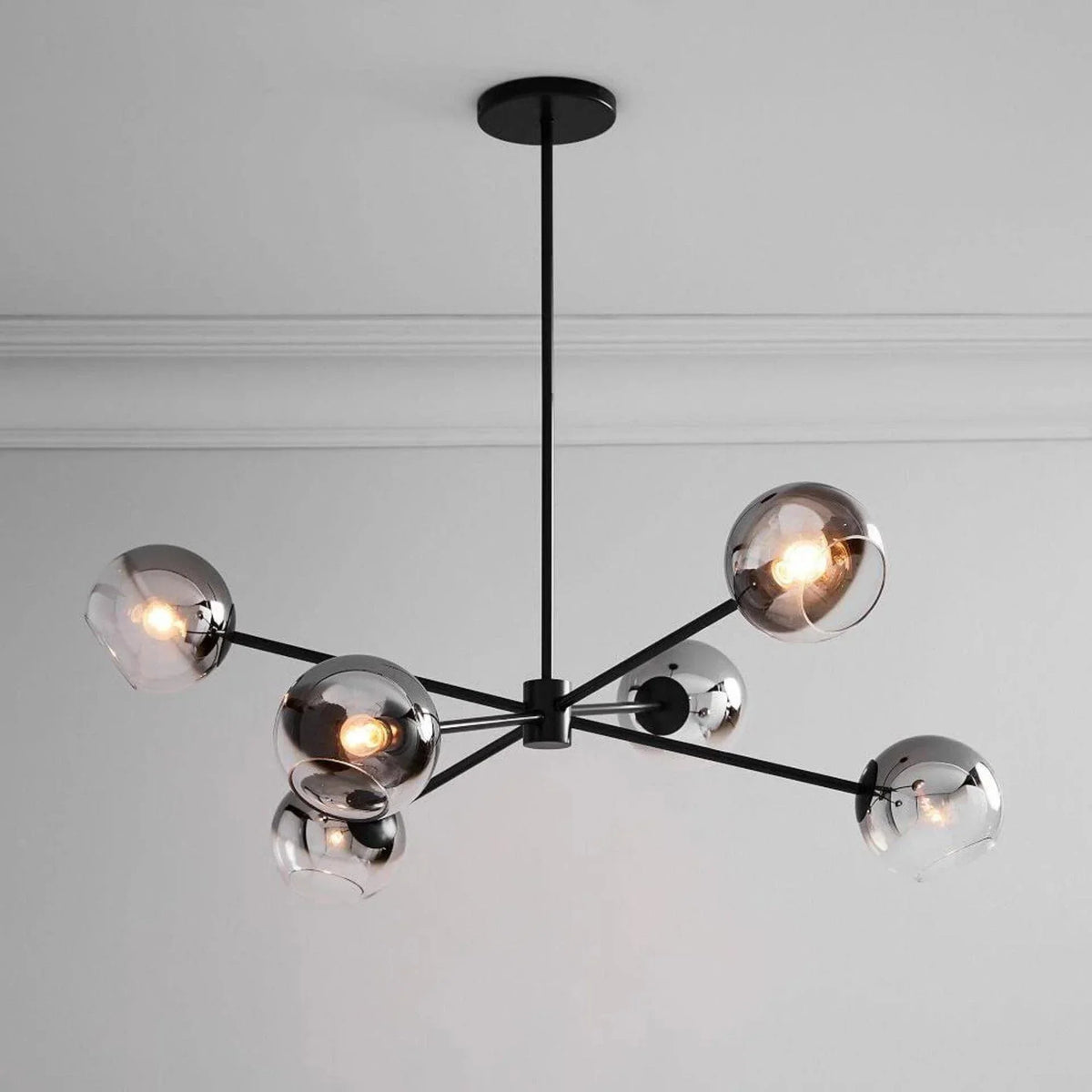 Metavaya Chandelier Staggered Glass 6-Light Chandelier Shop Staggered Glass 6 Light Chandeliers Online