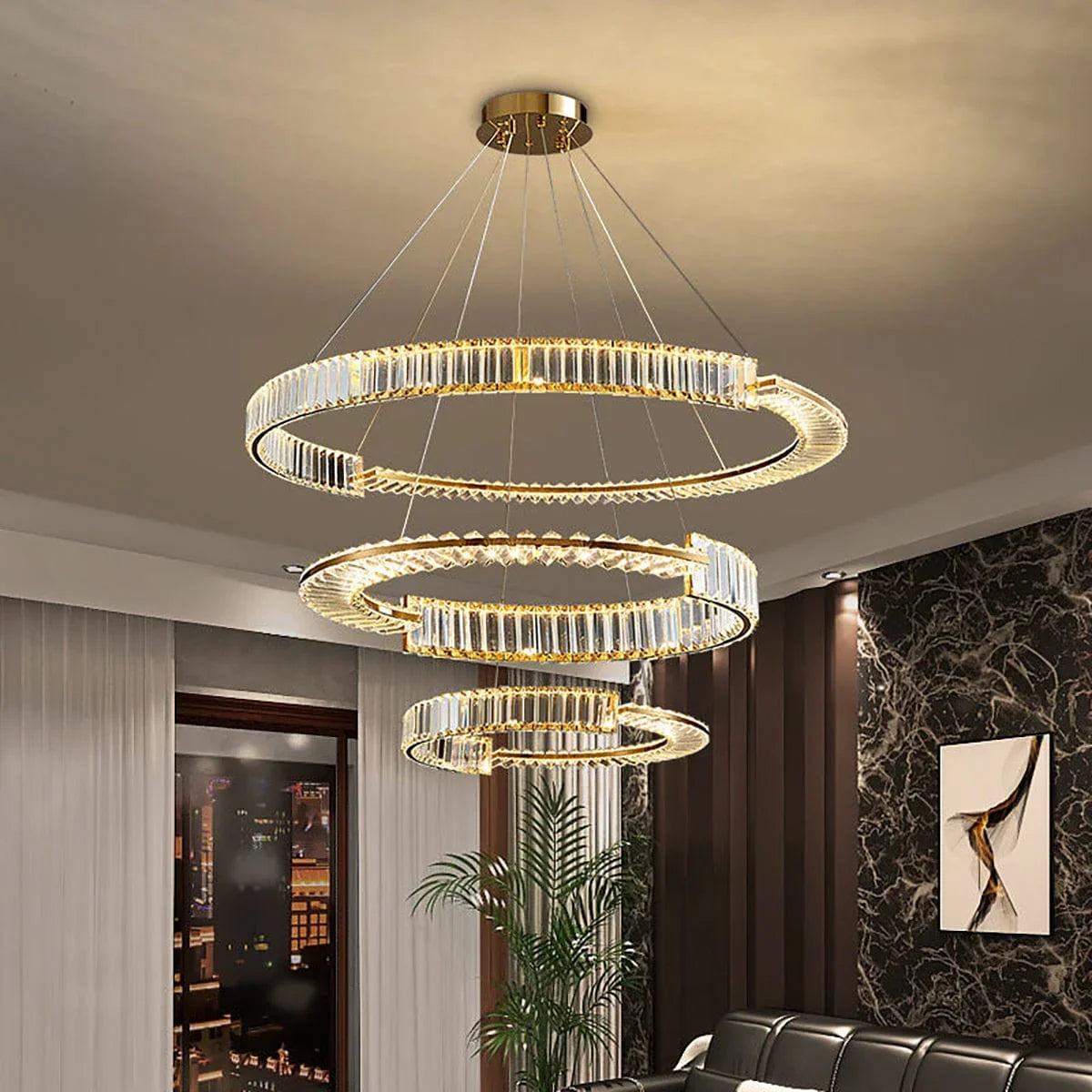 Metavaya Chandelier Stella LED Chandelier Stella LED Chandelier | Ring Crystal Chandelier