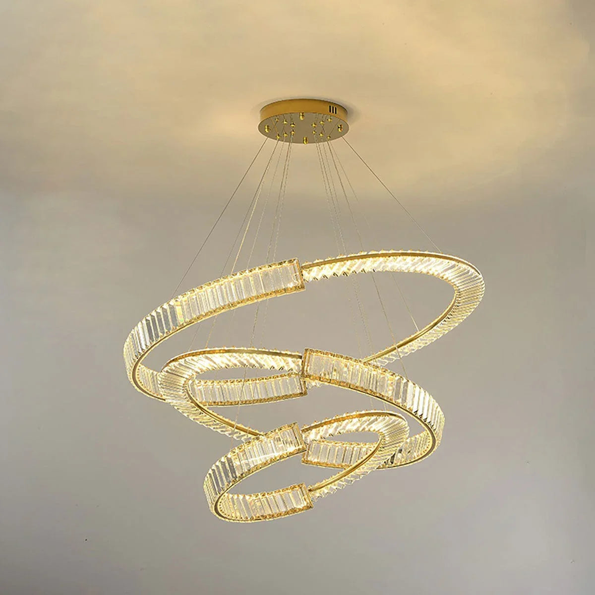 Metavaya Chandelier Dia 100cm + 80cm + 60cm x H 8cm / ∅ 39.4″ + 31.5″ + 23.6″ x H 3.1″ / Warm White Stella LED Chandelier 336019218038 M202302231-11 Stella LED Chandelier | Ring Crystal Chandelier
