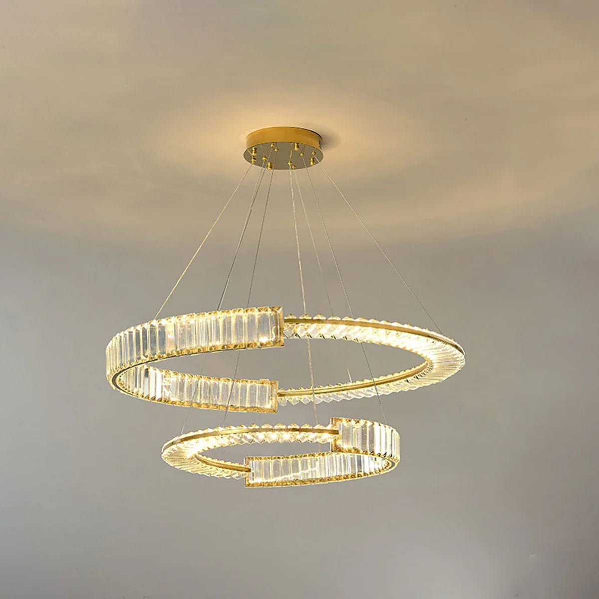 Metavaya Chandelier Dia 80cm + 60cm x H 8cm / ∅ 31.5″ + 23.6″ x H 3.1″ / Warm White Stella LED Chandelier 336019217994 M202302231-7 Stella LED Chandelier | Ring Crystal Chandelier