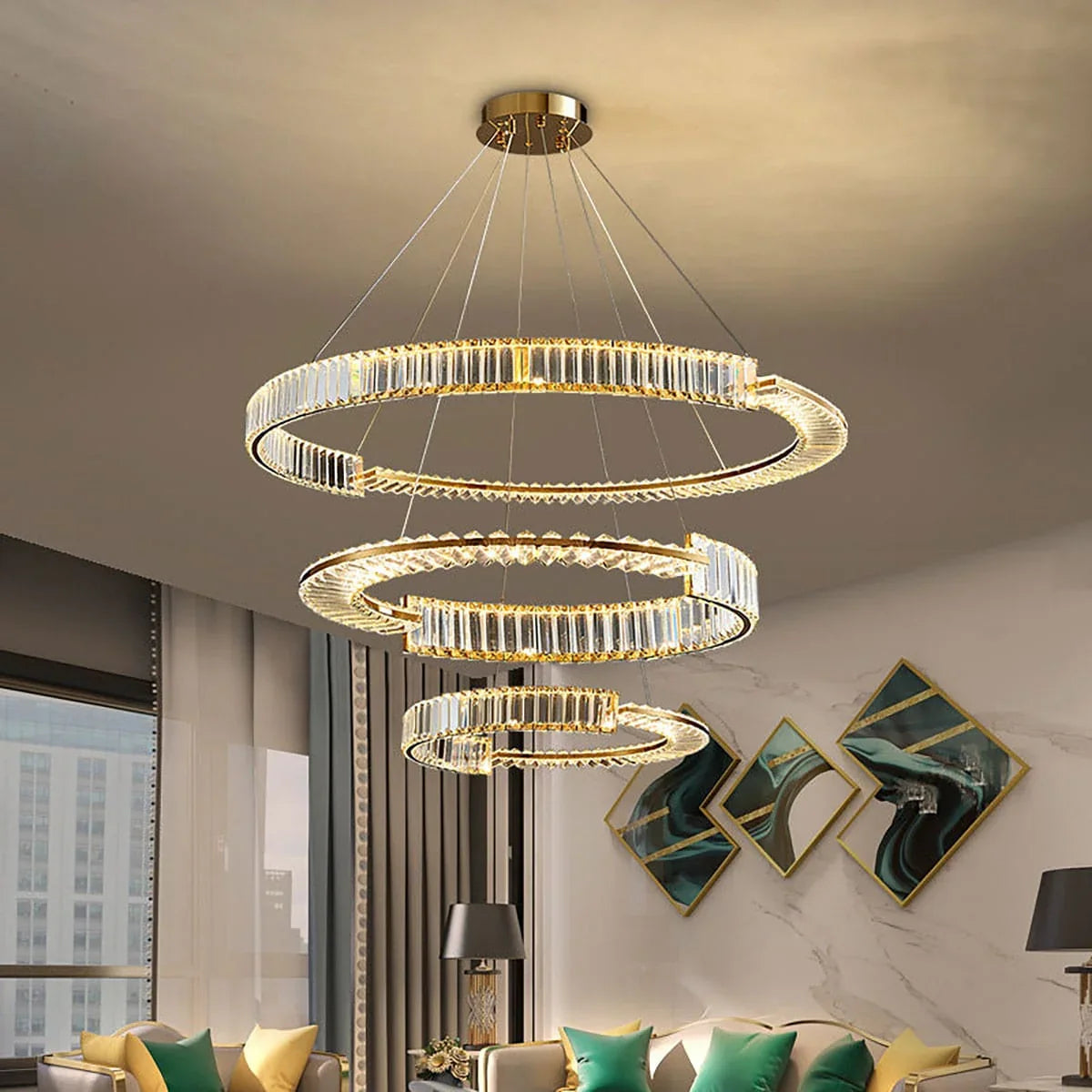 Metavaya Chandelier Stella LED Chandelier Stella LED Chandelier | Ring Crystal Chandelier