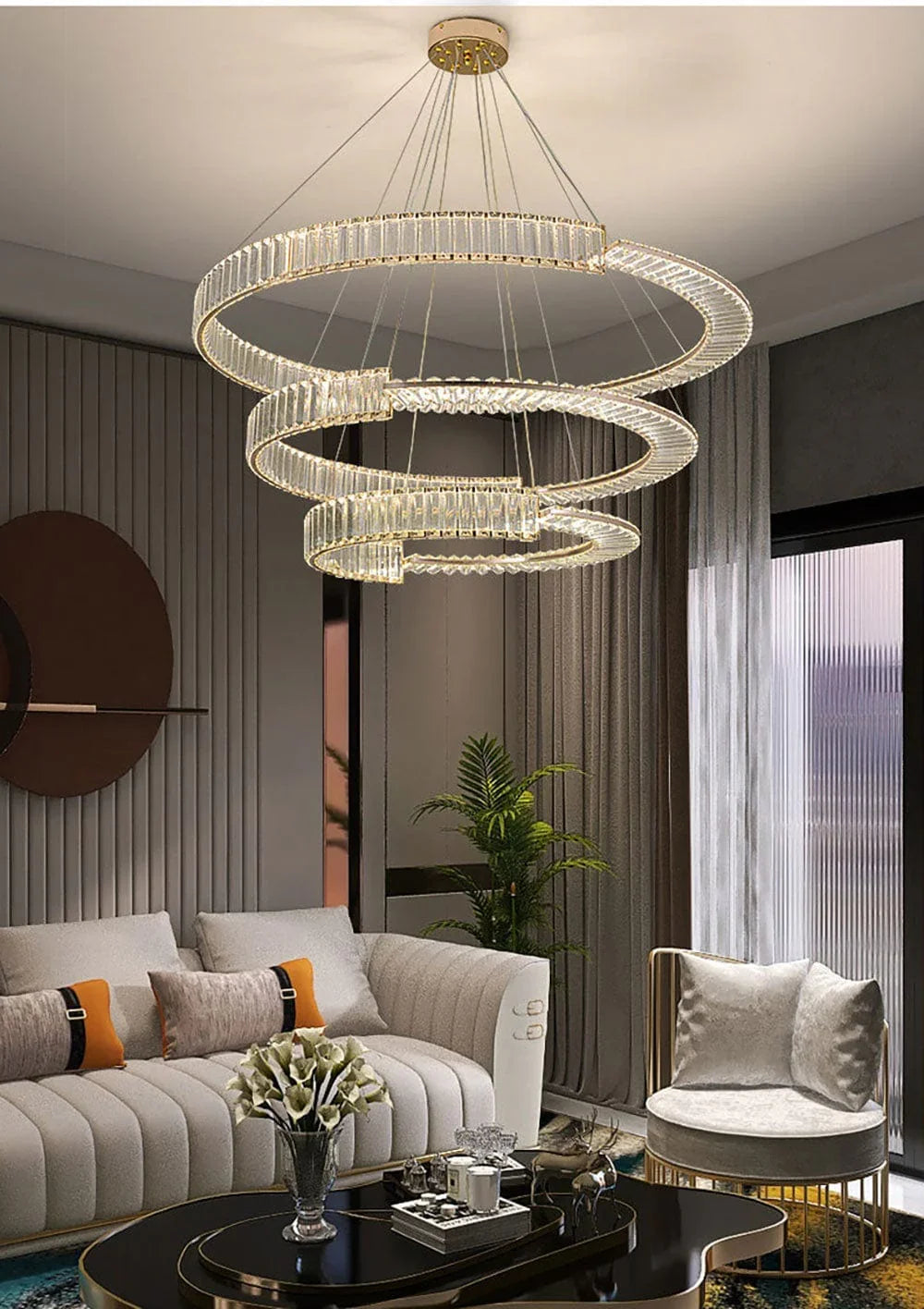 Metavaya Chandelier Stella LED Chandelier Stella LED Chandelier | Ring Crystal Chandelier