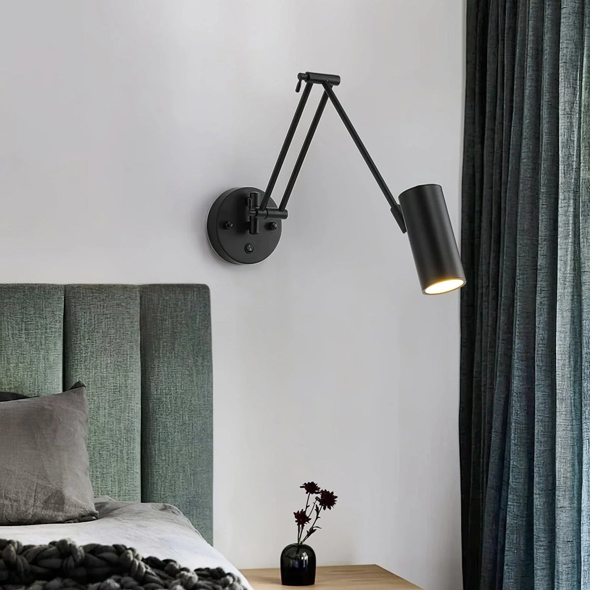 Metavaya Wall lamp Cylinder: Dia 6cm x H 12cm / Black Swing Arm Wall Light 6938617775506 M2022100805-4 Buy Swing Arm Wall Lights Online