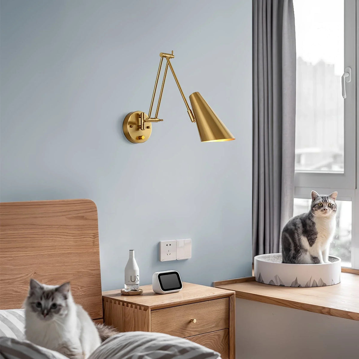 Metavaya Wall lamp Cone: Dia 6cm x H 12cm / Gold Swing Arm Wall Light 6938617775469 M2022100805-1 Buy Swing Arm Wall Lights Online