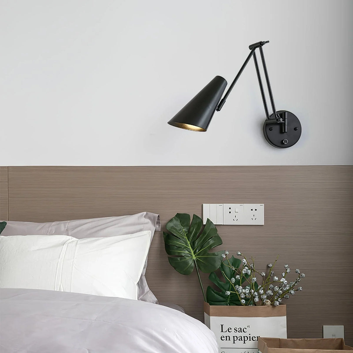Metavaya Wall lamp Cone: Dia 6cm x H 12cm / Black Swing Arm Wall Light 6938617775476 M2022100805-2 Buy Swing Arm Wall Lights Online