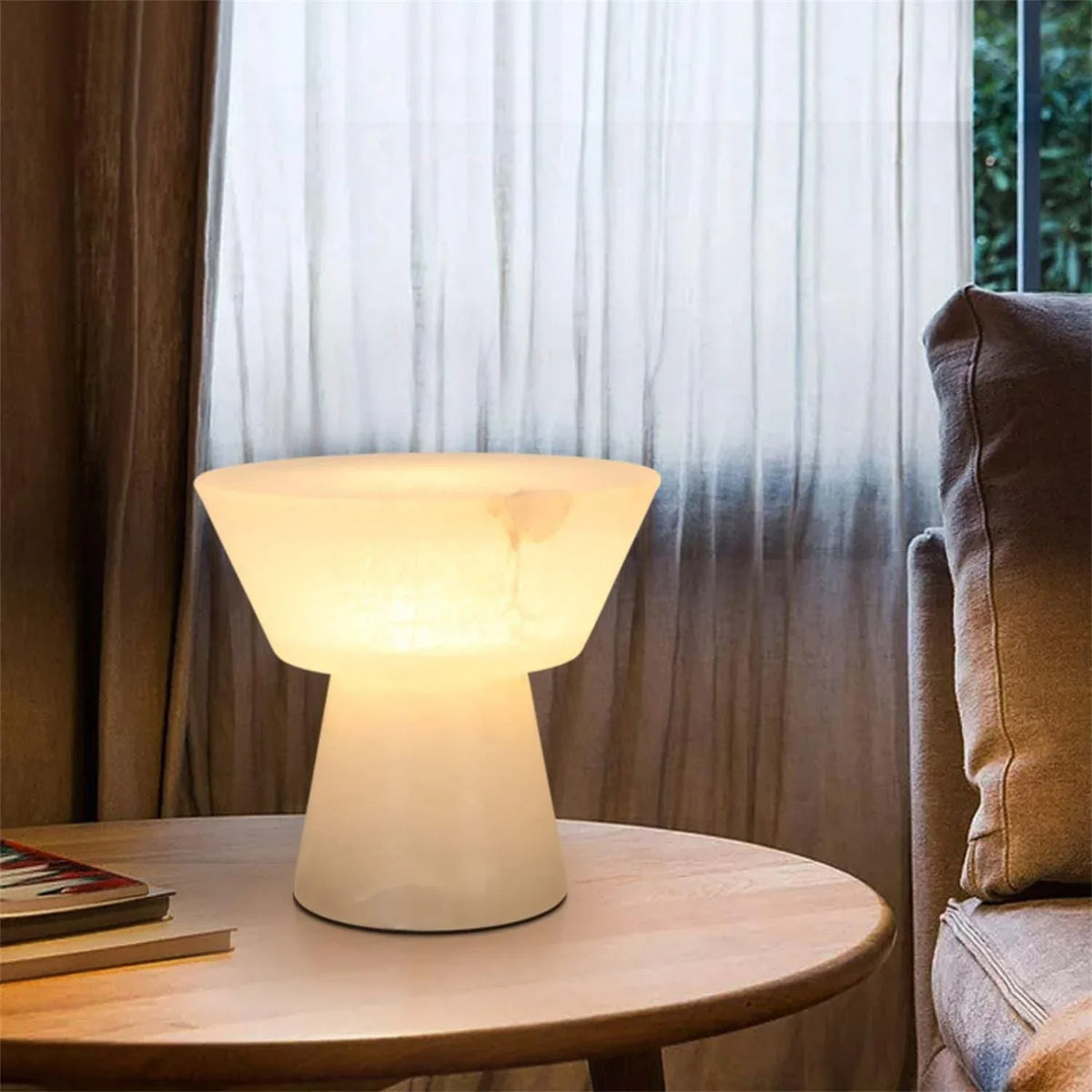 Metavaya Table lamp Dia 30cm x H 30cm / White / US plug Tambourine Shape Cloud Stone Table Lamp 662668874371 202304072-5 Tambourine Shape Cloud Stone Table Lamp