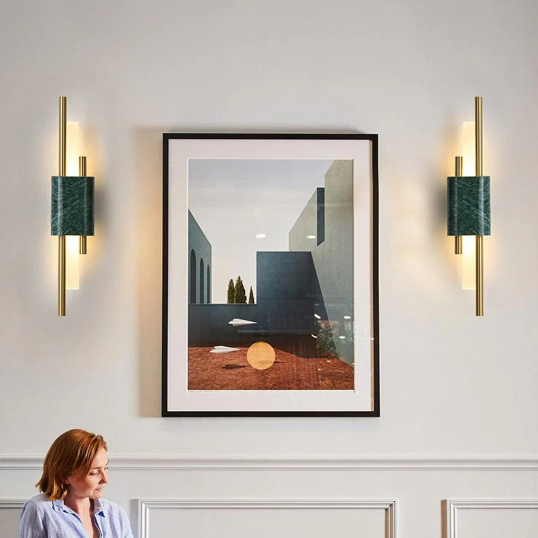 Metavaya Wall lamp Dia 9cm x H 45cm*2 / Green Marble / Warm White Tanto Wall Light 653733214543 202112108-9 Tanto Wall Lights for Sale Online