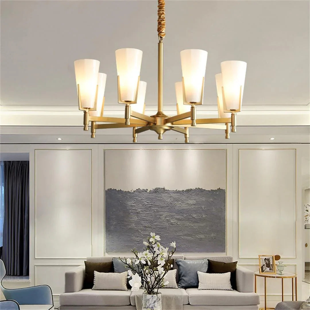 Metavaya Chandelier 8heads Dia 78cm x H 48cm / Brass & White glass Upton Chandelier 323232401552 M2022101204-2 Buy Upton Chandeliers Online in USA