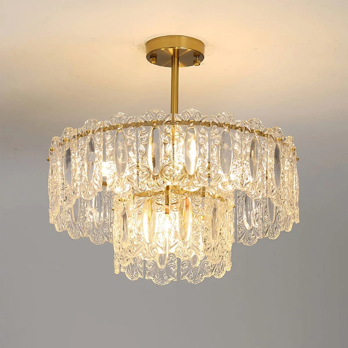 Metavaya Chandelier Two layers size: Dia 50cm x H 26cm / ∅ 19.7″ x H 10.2″ / Brass+Clear Vienna Chandelier 676702838557 M202302282-1 Vienna Chandelier | Vienna Full Spectrum Chandelier