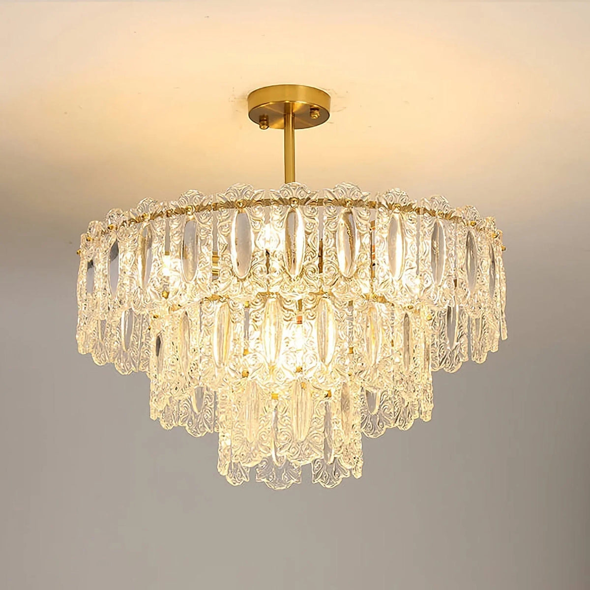 Metavaya Chandelier Three layers size: Dia 60cm x H 35cm / ∅ 23.6″ x H 13.8″ / Brass+Clear Vienna Chandelier 676702838564 M202302282-2 Vienna Chandelier | Vienna Full Spectrum Chandelier