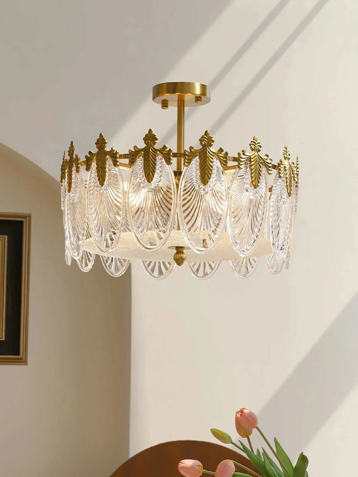 Metavaya Chandelier Vintage Crystal Leaf Chandelier