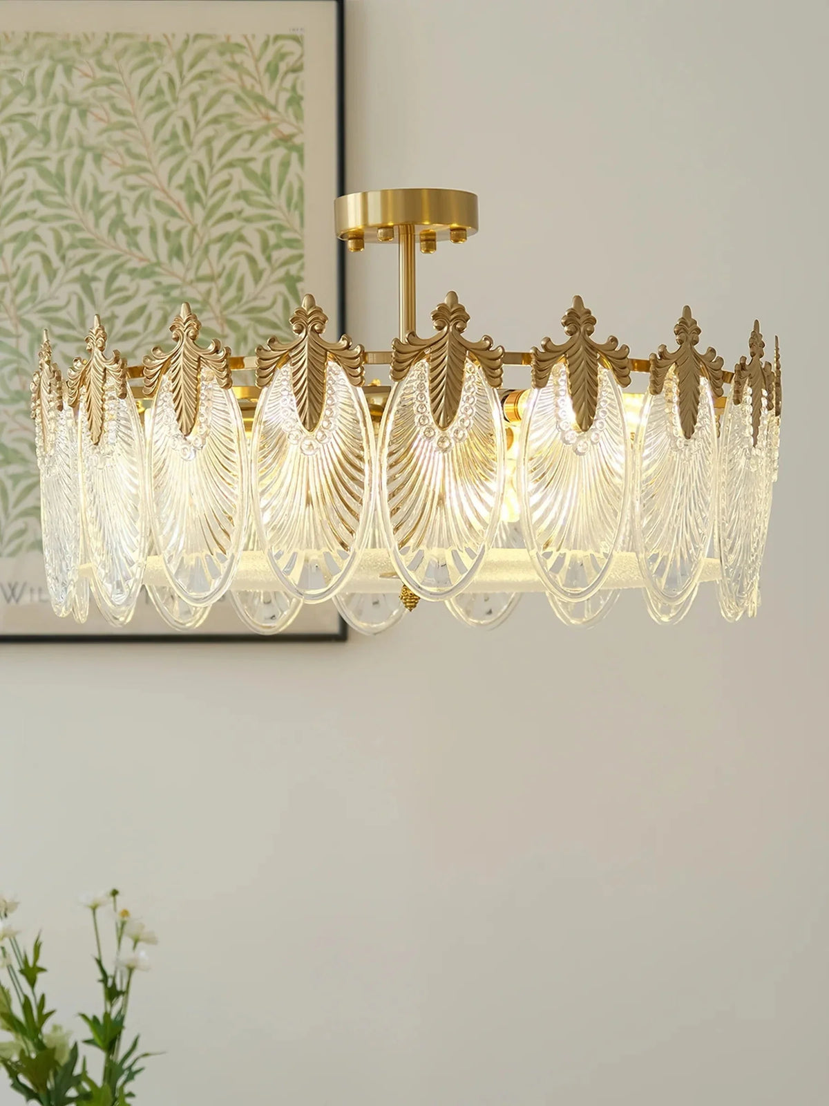 Metavaya Chandelier Vintage Crystal Leaf Chandelier
