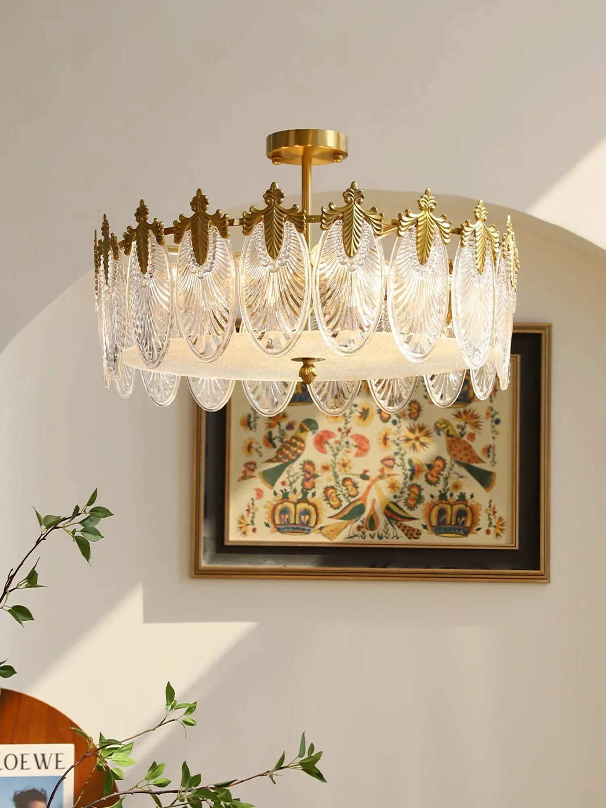 Metavaya Chandelier Vintage Crystal Leaf Chandelier