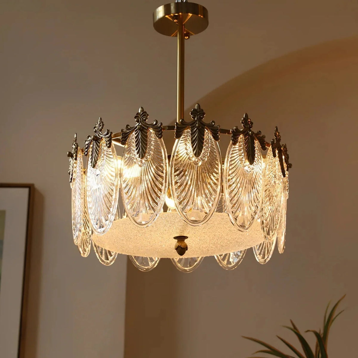 Metavaya Chandelier Vintage Crystal Leaf Chandelier