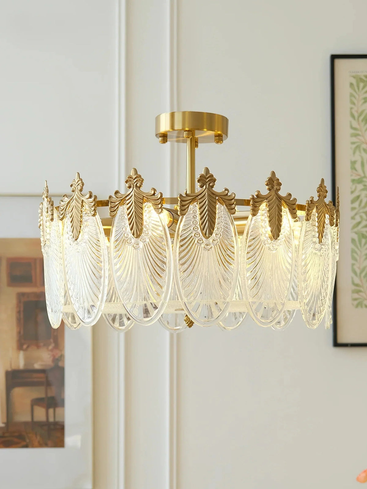 Metavaya Chandelier Vintage Crystal Leaf Chandelier