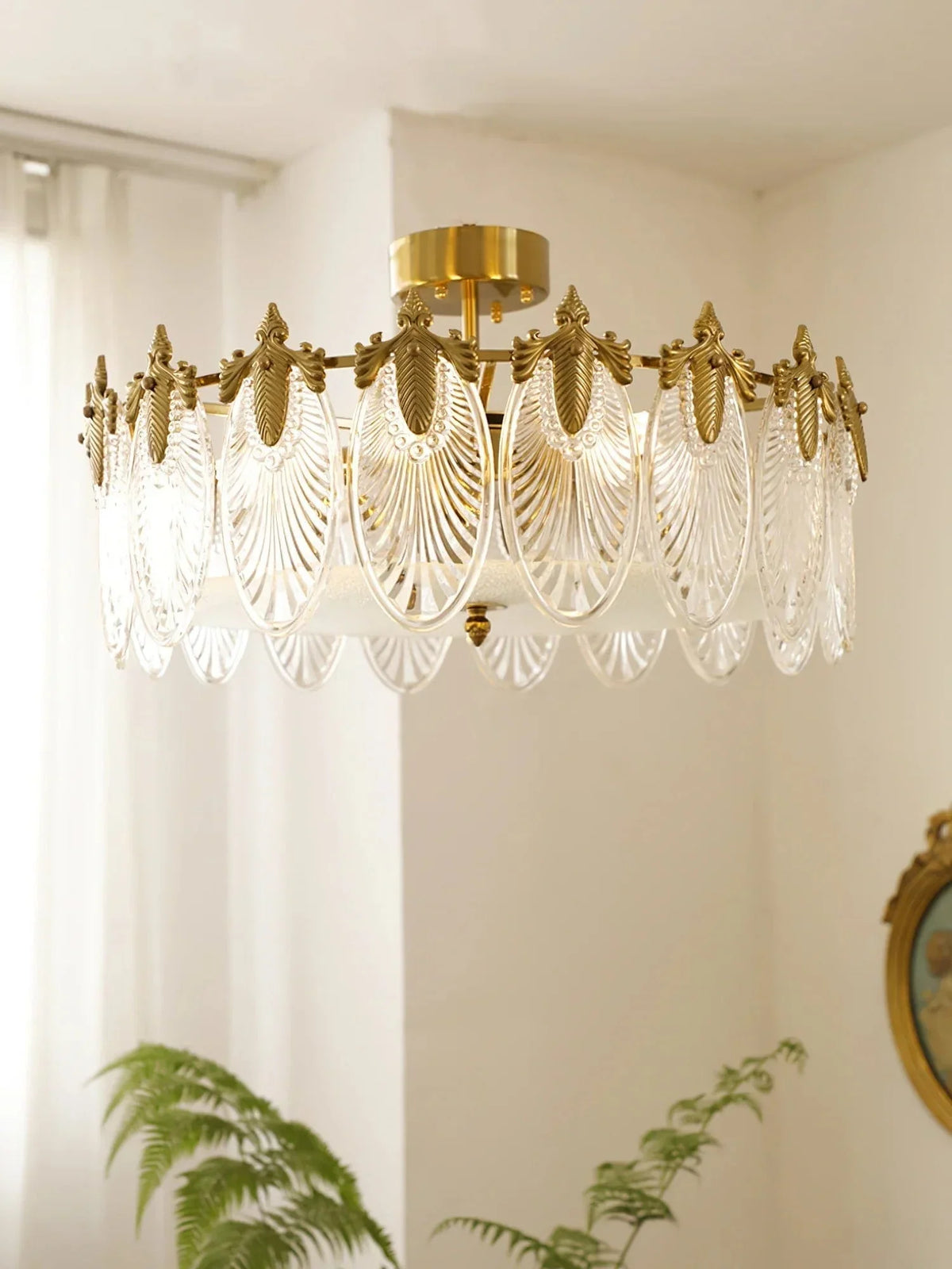 Metavaya Chandelier Vintage Crystal Leaf Chandelier