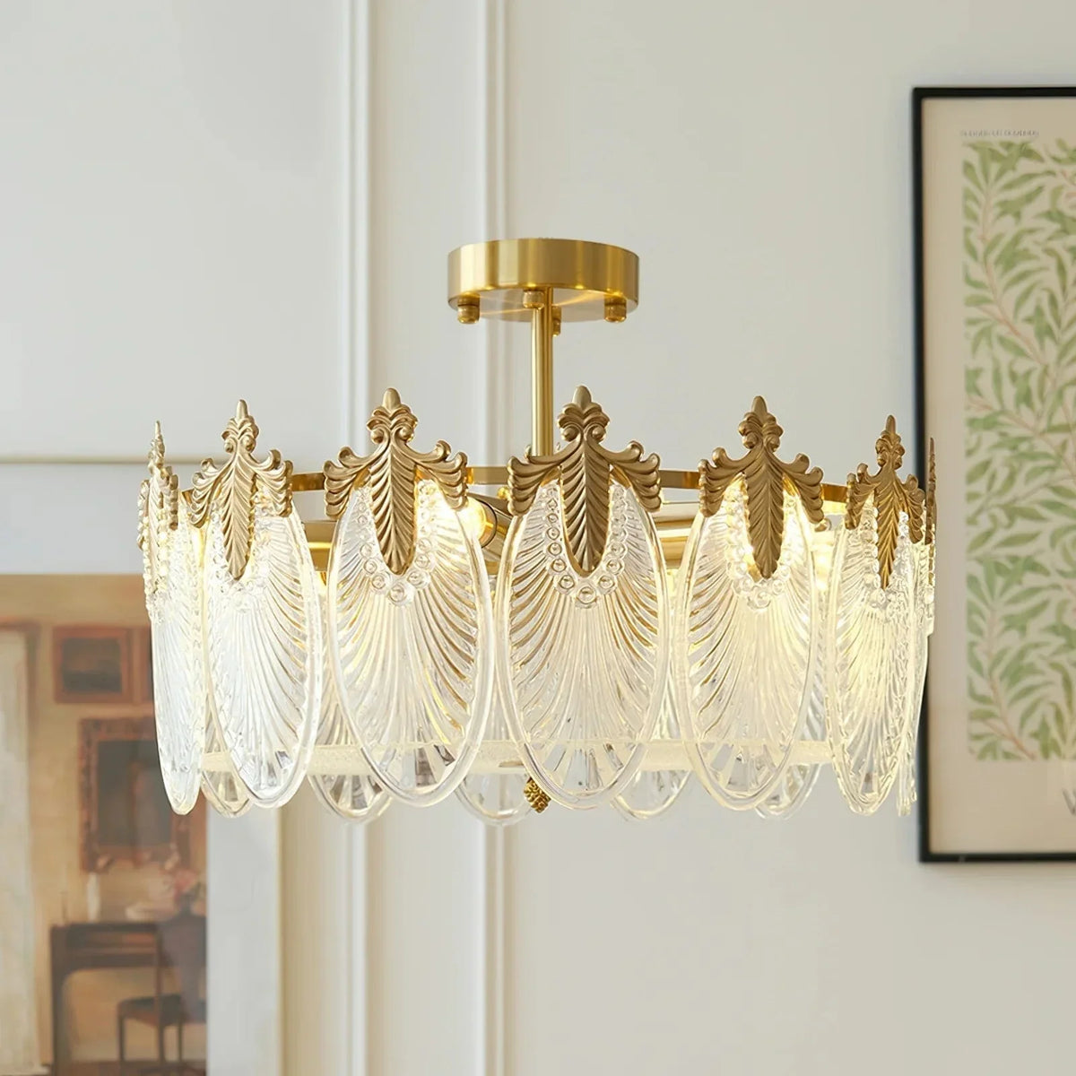 Metavaya Chandelier Vintage Crystal Leaf Chandelier