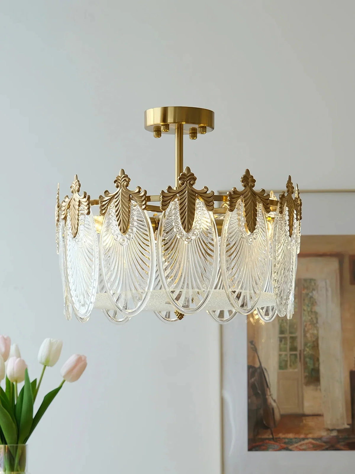 Metavaya Chandelier Vintage Crystal Leaf Chandelier