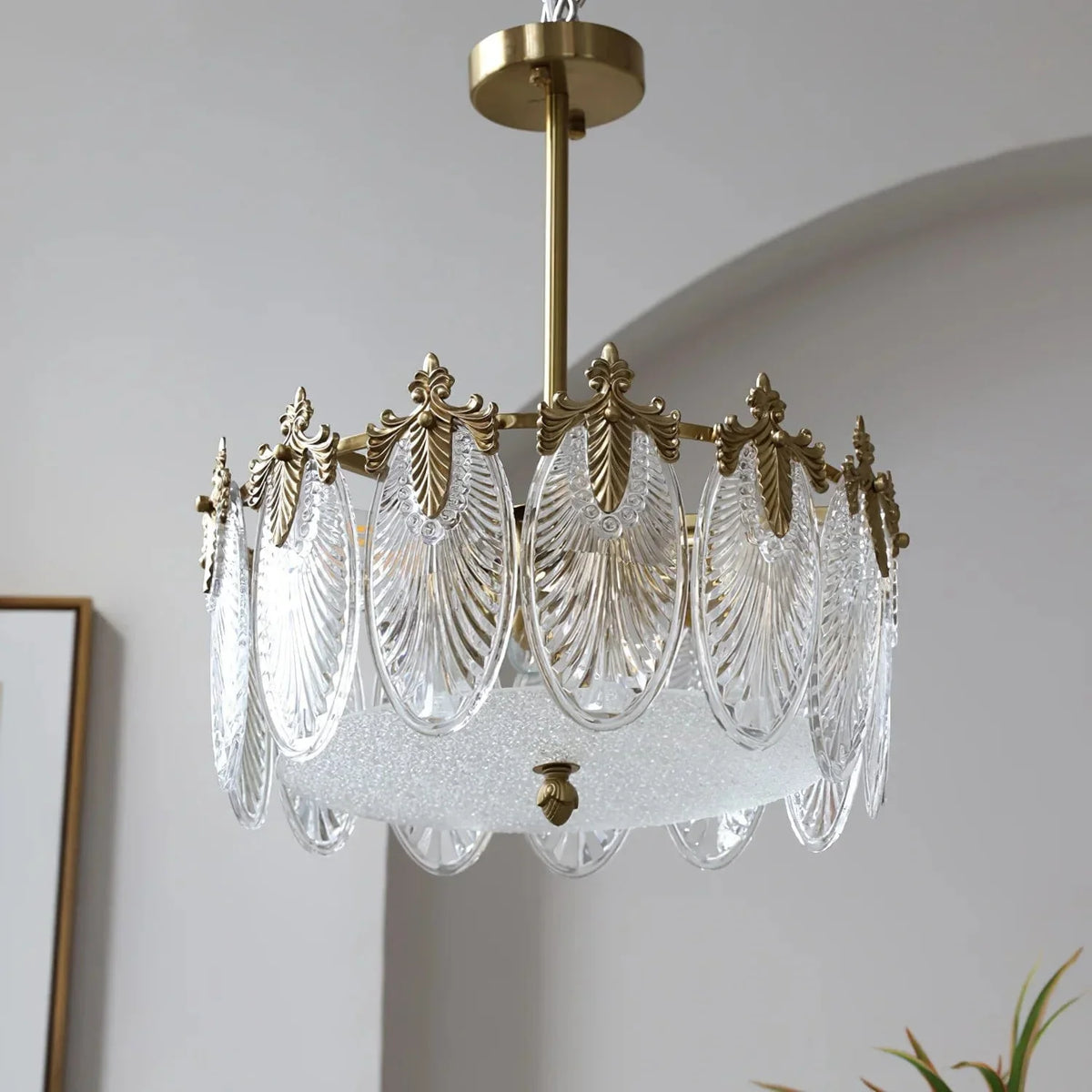 Metavaya Chandelier 4heads Dia 40cm X H 23cm Vintage Crystal Leaf Chandelier 336019215808 M2023021503-1