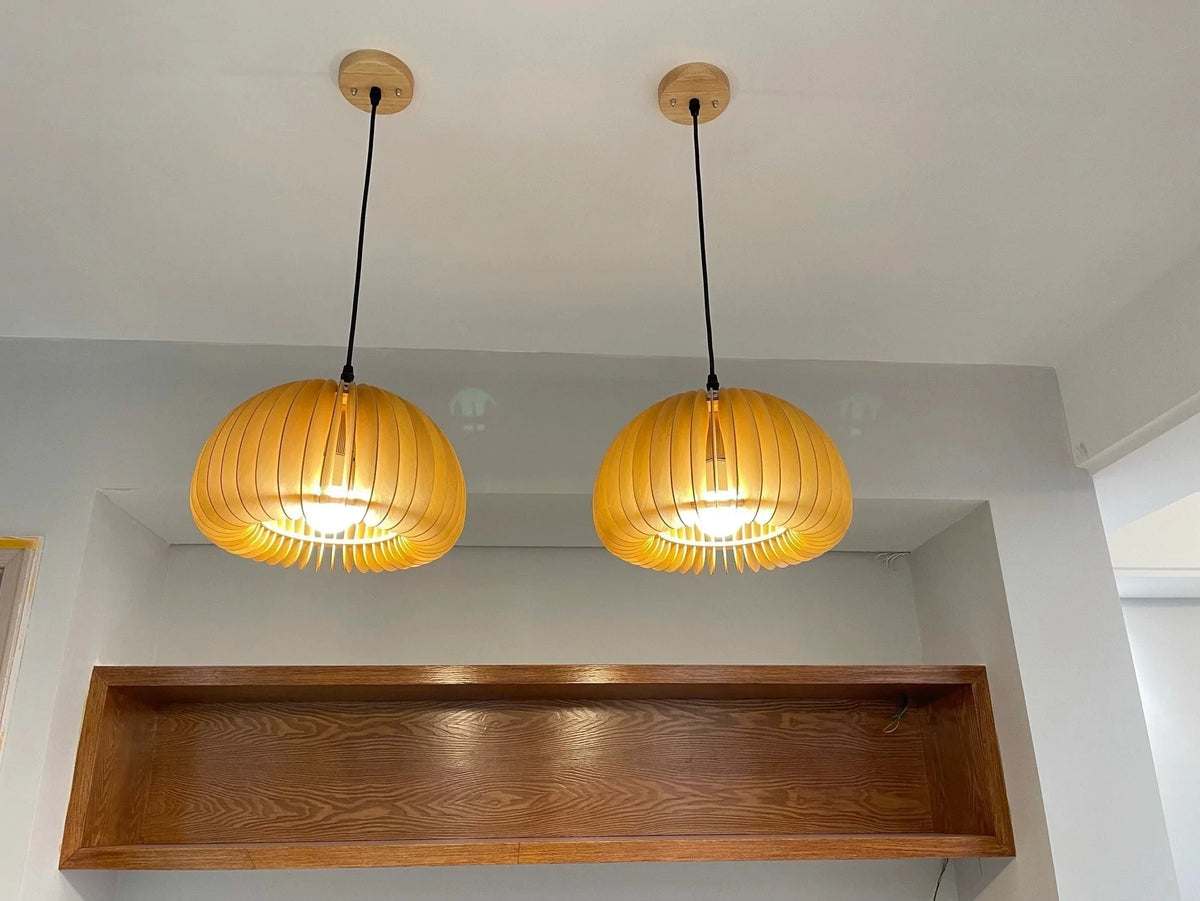 Metavaya Pendant lamp Wood Pumpkin Pendant Light