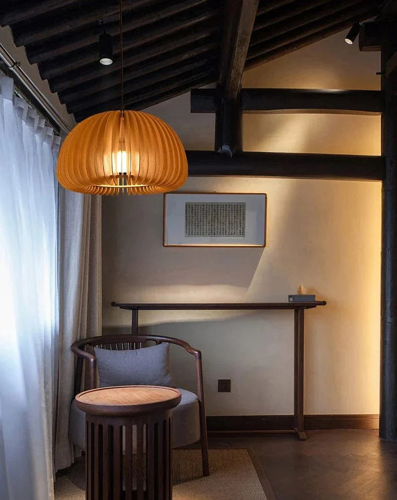 Metavaya Pendant lamp Wood Pumpkin Pendant Light