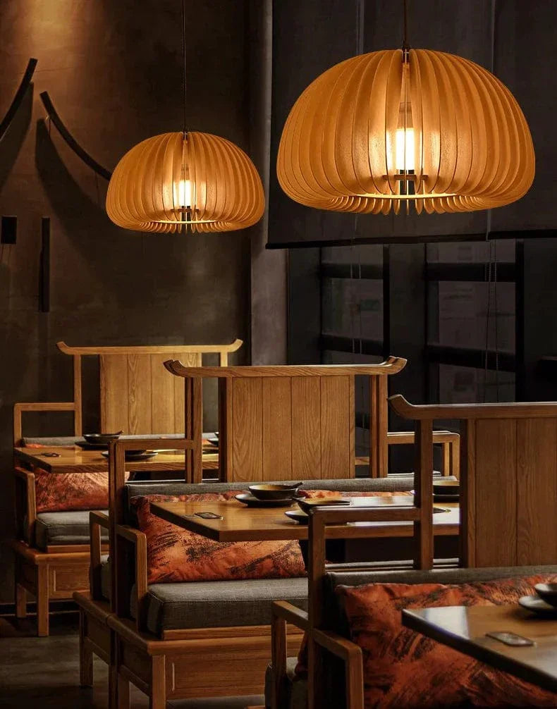 Metavaya Pendant lamp Wood Pumpkin Pendant Light