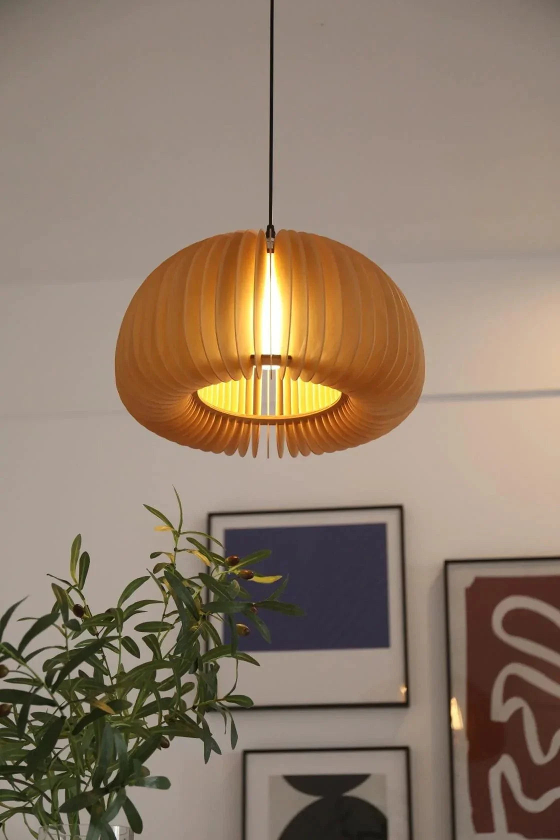 Metavaya Pendant lamp Wood Pumpkin Pendant Light