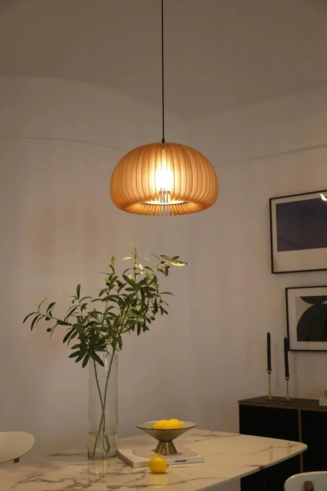 Metavaya Pendant lamp Wood Pumpkin Pendant Light