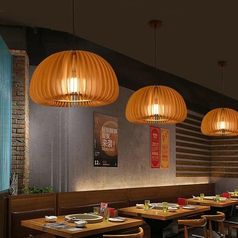 Metavaya Pendant lamp Wood Pumpkin Pendant Light