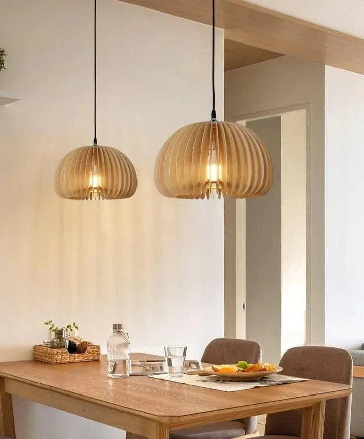 Metavaya Pendant lamp Wood Pumpkin Pendant Light
