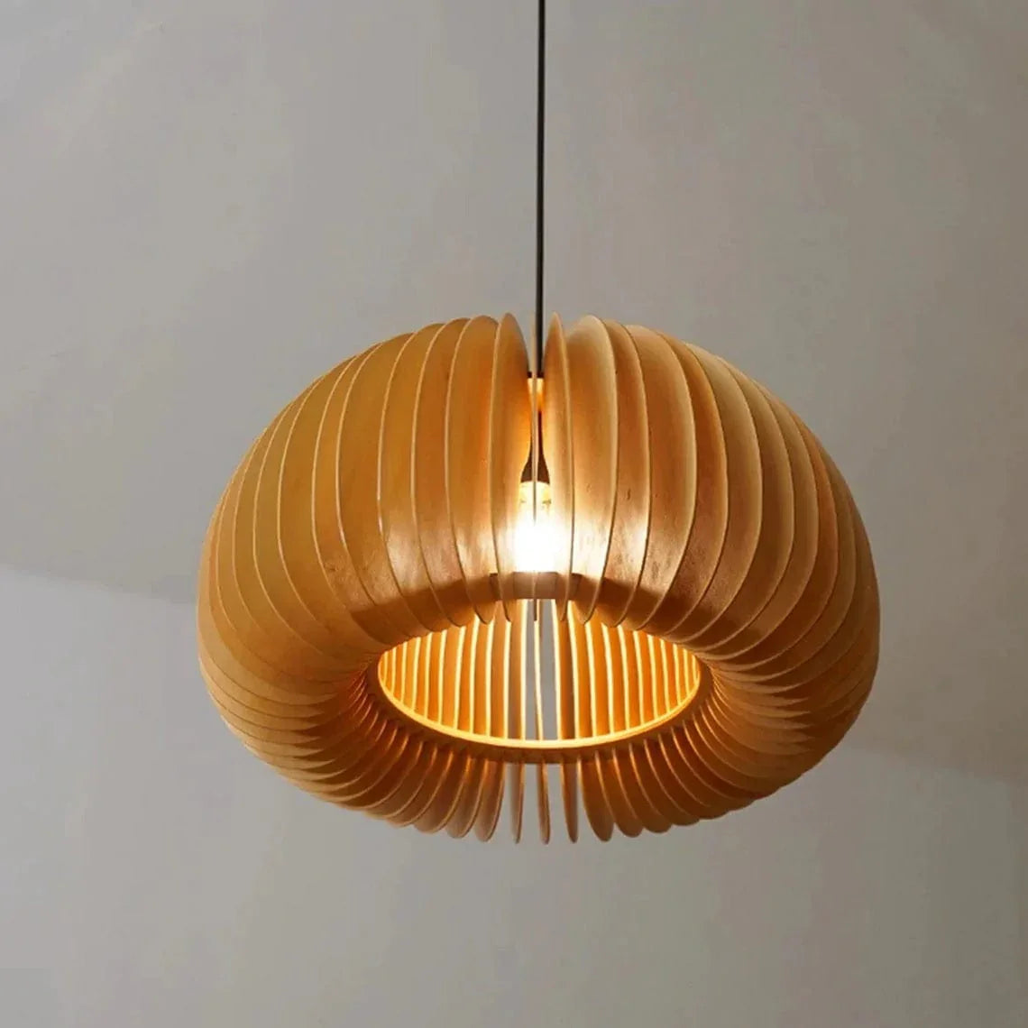 Metavaya Pendant lamp Wood Pumpkin Pendant Light