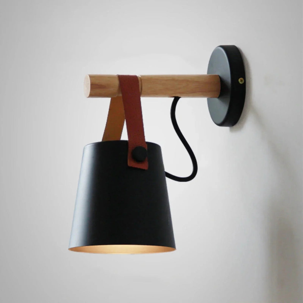 Metavaya Wall lamp Dia 13cm x H 22cm / Black Wooden Wall Light 122266101823 M2022092401-2 Buy the Best Wooden Wall Lights Online in USA