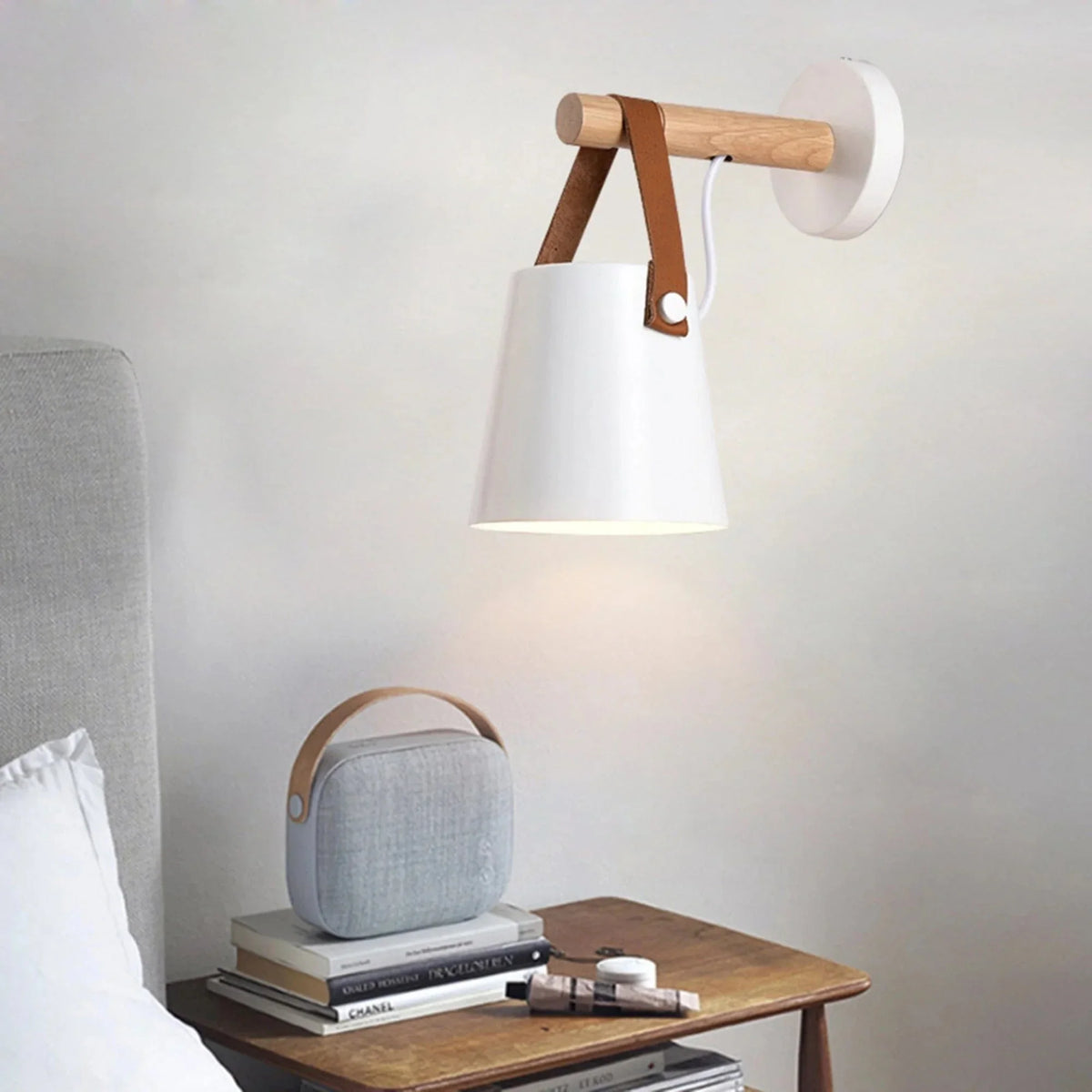 Metavaya Wall lamp Dia 13cm x H 22cm / White Wooden Wall Light 122266101816 M2022092401-1 Buy the Best Wooden Wall Lights Online in USA